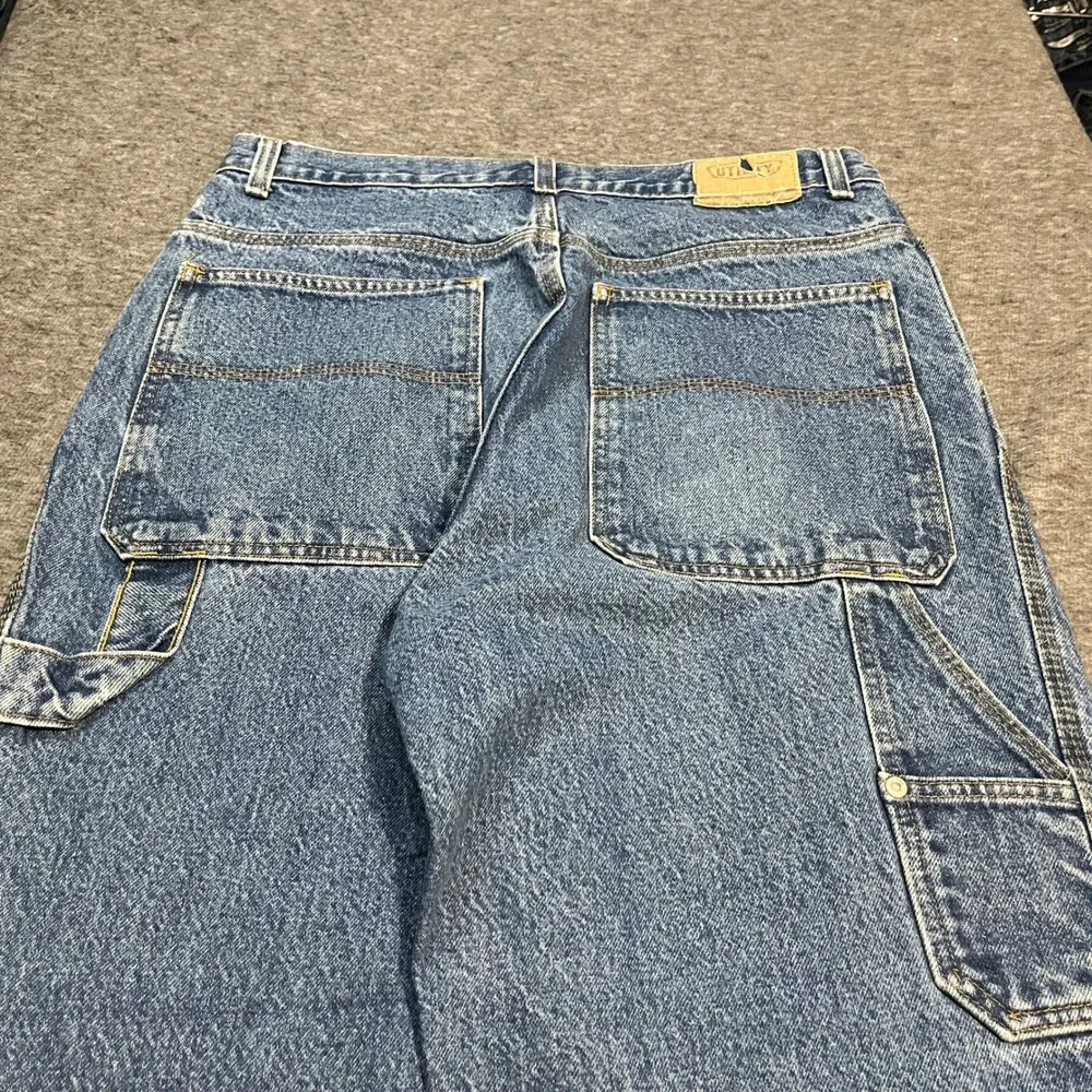Utility Quality Clothing Mens Baggy Carpenter Jeans Blue Denim Y2K 33x30 0509A